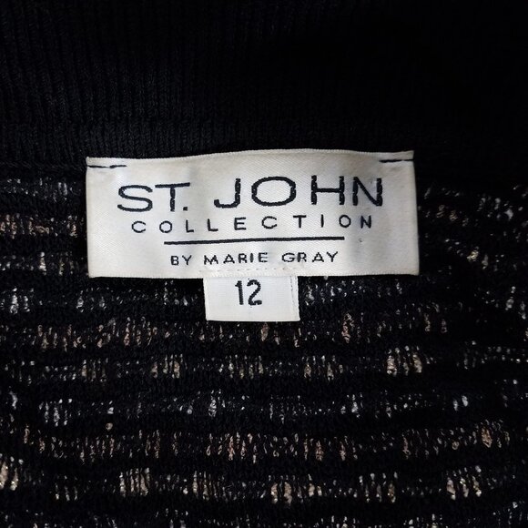 St. John Collection black tan gold buttons cardigan jacket ladies size 12 - Picture 9 of 9
